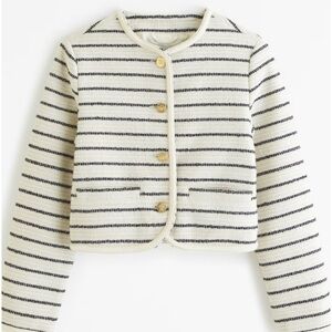 Collarless Tweed Jacket M